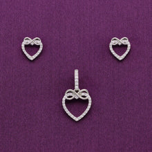  Infinity Bond Heart Silver Pendant & Earrings Set