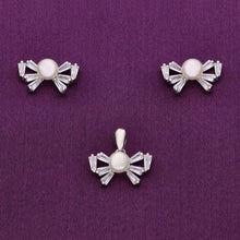  Minimalistic Pearls Silver Pendant & Earrings Set
