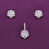 Crystal Cut Floral Silver Pendant & Earrings Set