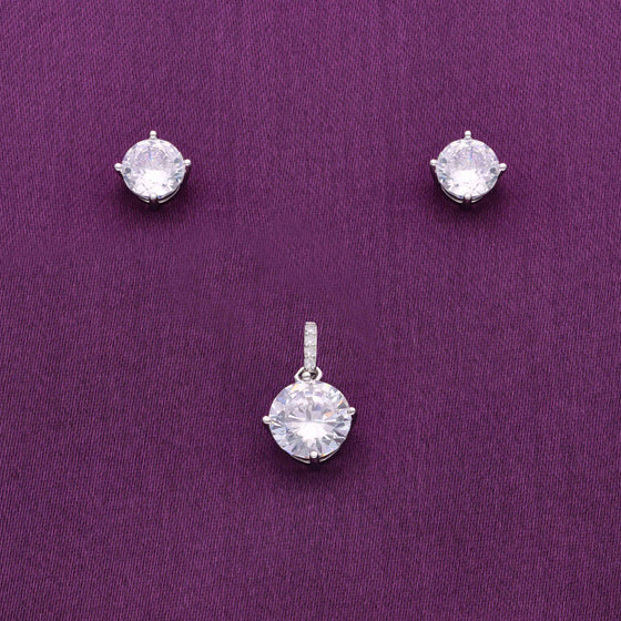 Simply Zircons Silver Pendant & Earrings Set