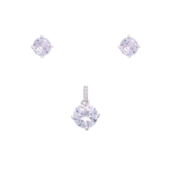 Simply Zircons Silver Pendant & Earrings Set