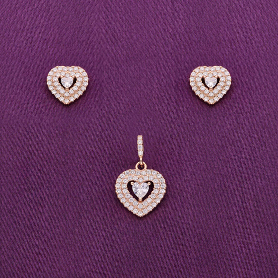 A Hearty Tribute to Love Silver Pendant & Earrings Set