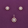 Radiating Rounds Zircon Silver Pendant & Earrings Set