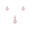 Double Tear Drop Zircon Silver Pendant & Earrings Set