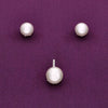 Royal Shimmer Pearl Silver Pendant & Earrings Set