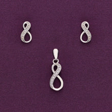  Pave Diamond Infinity Silver Pendant & Earrings Set