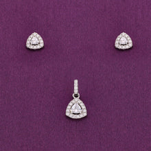  Dazzling Triangle Silver Pendant and Earrings Set