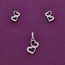  Bedazzling Beauty Silver Heart Pendant & Earrings Set