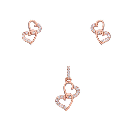 Bedazzling Beauty Silver Heart Pendant & Earrings Set