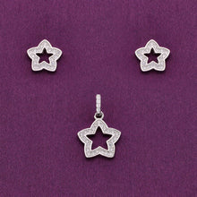  Cute Twinkling Stars Zircon Silver Pendant & Earrings Set