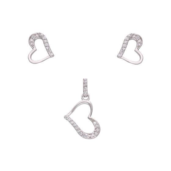 Show Stopper Heart Silver Pendant & Earrings Set