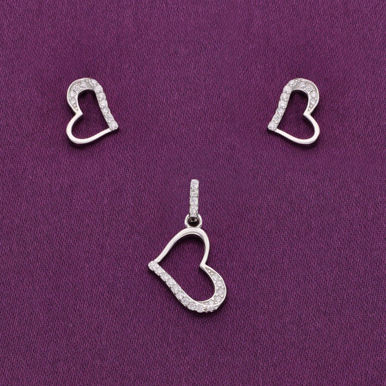 Show Stopper Heart Silver Pendant & Earrings Set