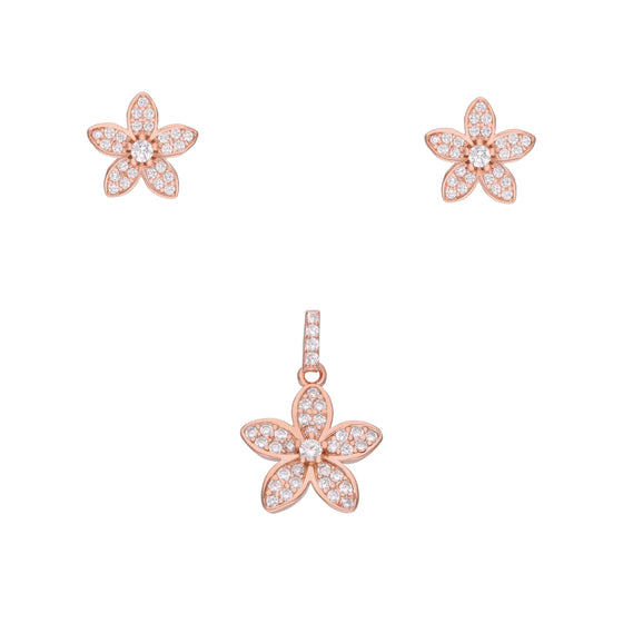 Sparkling Saga Zircon Silver Pendant & Earrings Set