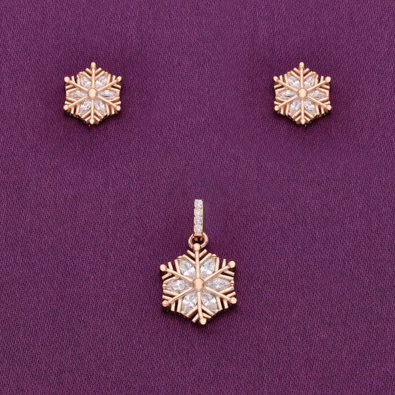 Snowflake Zircon Silver Pendant & Earrings Set