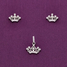  Crystal Crown Zircon Silver Pendant & Earrings Set