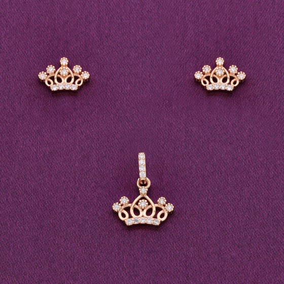 Crystal Crown Zircon Silver Pendant & Earrings Set