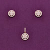 Round Cut Zircon Silver Pendant & Earrings Set