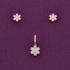 Trendy Floral Zircon Silver Pendant & Earrings Set