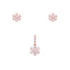 Trendy Floral Zircon Silver Pendant & Earrings Set