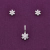 Trendy Floral Zircon Silver Pendant & Earrings Set