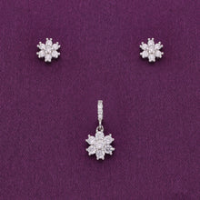  Trendy Floral Zircon Silver Pendant & Earrings Set