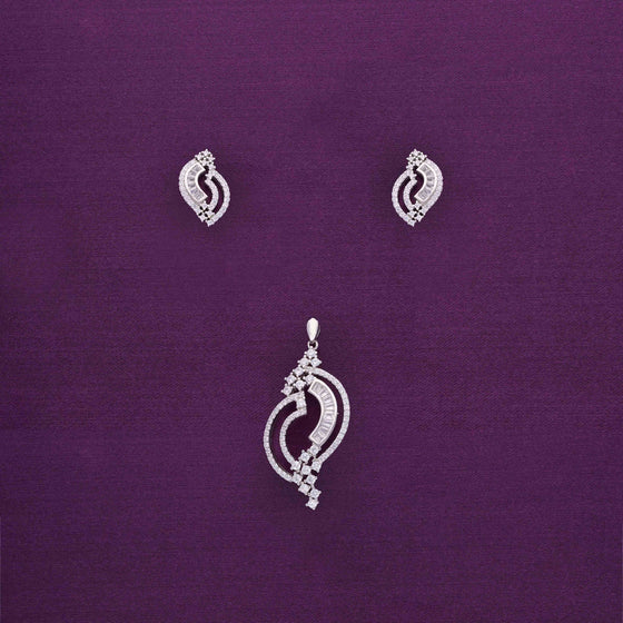 Charismatic Conches Zircon Silver Pendant & Earrings Set