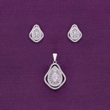  Glimmering Glamour Zircon Silver Pendant & Earrings Set