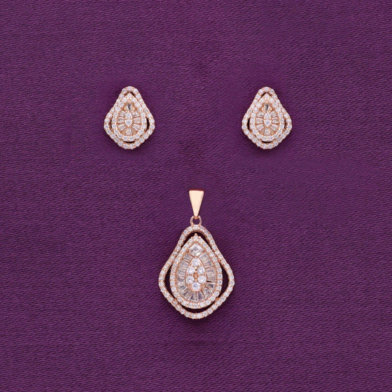 Glimmering Glamour Zircon Silver Pendant & Earrings Set