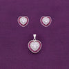 Royal Blue Diamond Heart Silver Earrings & Pendant Set