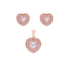 Royal Blue Diamond Heart Silver Earrings & Pendant Set