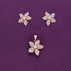 Shimmering Blossoms Zircon Silver Pendant & Earrings Set