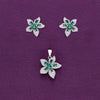 Shimmering Blossoms Zircon Silver Pendant & Earrings Set