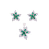 Shimmering Blossoms Zircon Silver Pendant & Earrings Set