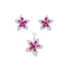 Shimmering Blossoms Zircon Silver Pendant & Earrings Set