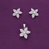 Shimmering Blossoms Zircon Silver Pendant & Earrings Set