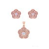 Stylish Curvy Stars Rose Gold Pendant & Earrings Set