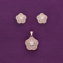  Stylish Curvy Stars Rose Gold Pendant & Earrings Set