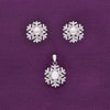 Snowflake Diamond & Pearl Silver Pendant & Earrings Set