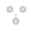 Snowflake Diamond & Pearl Silver Pendant & Earrings Set