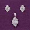 Pave Zircon Tear Drop Silver Pendant & Earrings Set