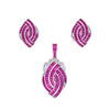 Pave Zircon Tear Drop Silver Pendant & Earrings Set