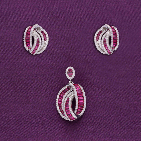 Sterling Crystal Silver Pendant & Earrings Set