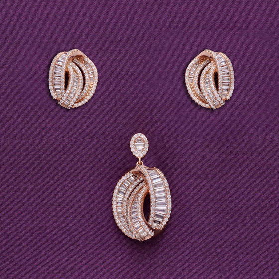 Sterling Crystal Silver Pendant & Earrings Set