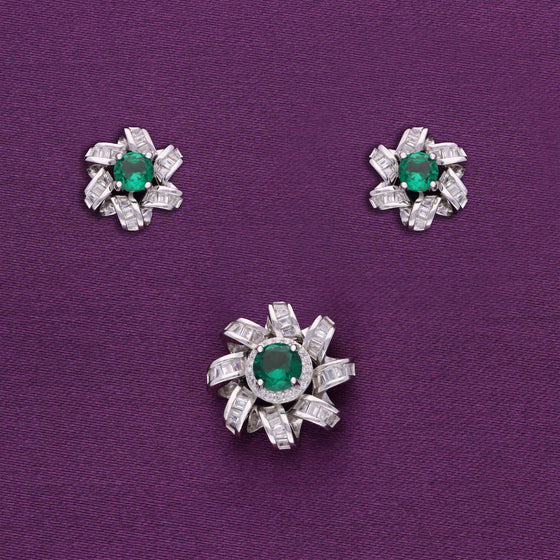 Twisted Flora Silver Pendant & Earrings Set