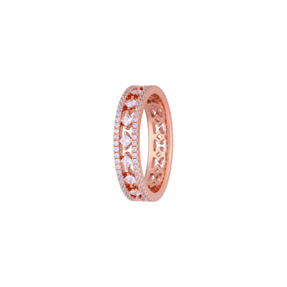 Round Cut Zircon Diamond Band Silver Ring