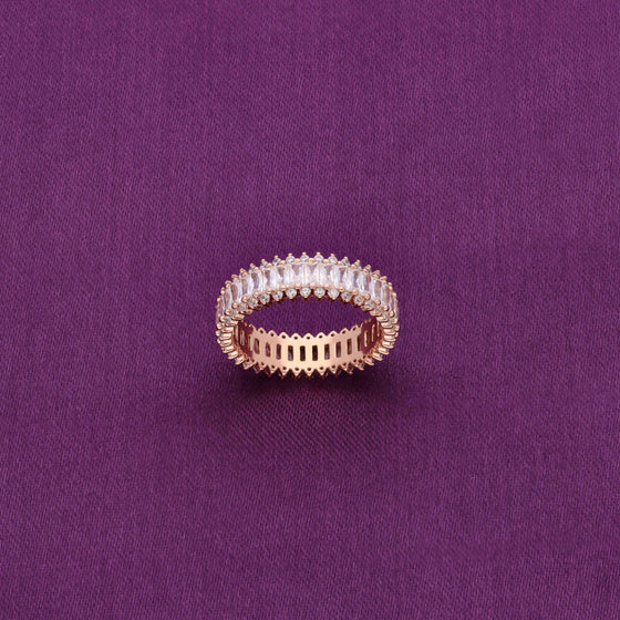 Classic Baguette Band Silver Rose Gold Ring