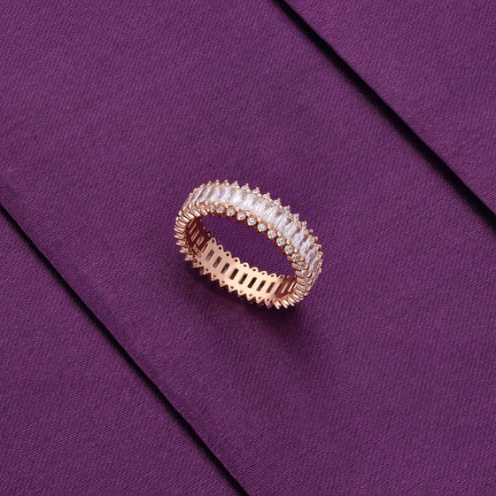 Classic Baguette Band Silver Rose Gold Ring