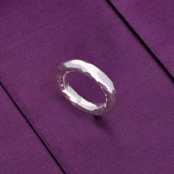 Chunky Hammered Band Silver Ring
