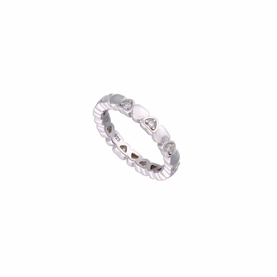 Stunningly Lined Up Hearts Silver Ring