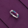 Crystalline Charm Baguette Band Silver Ring